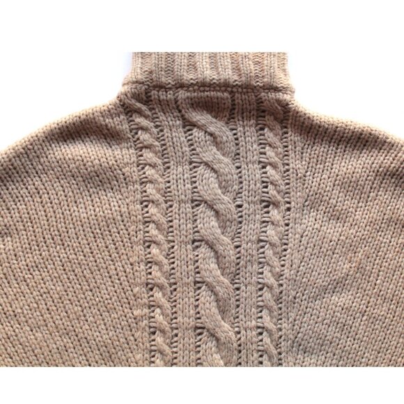 Smythe Turtleneck Blanket Sweater / Medium / Camel Oversized Chunky Knit Long - Picture 9 of 11